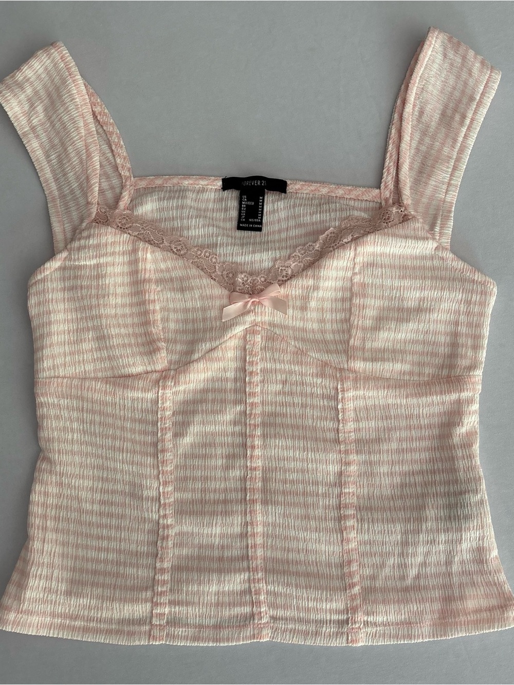 Forever 21 Pink and White Striped Tanktop Top Size M